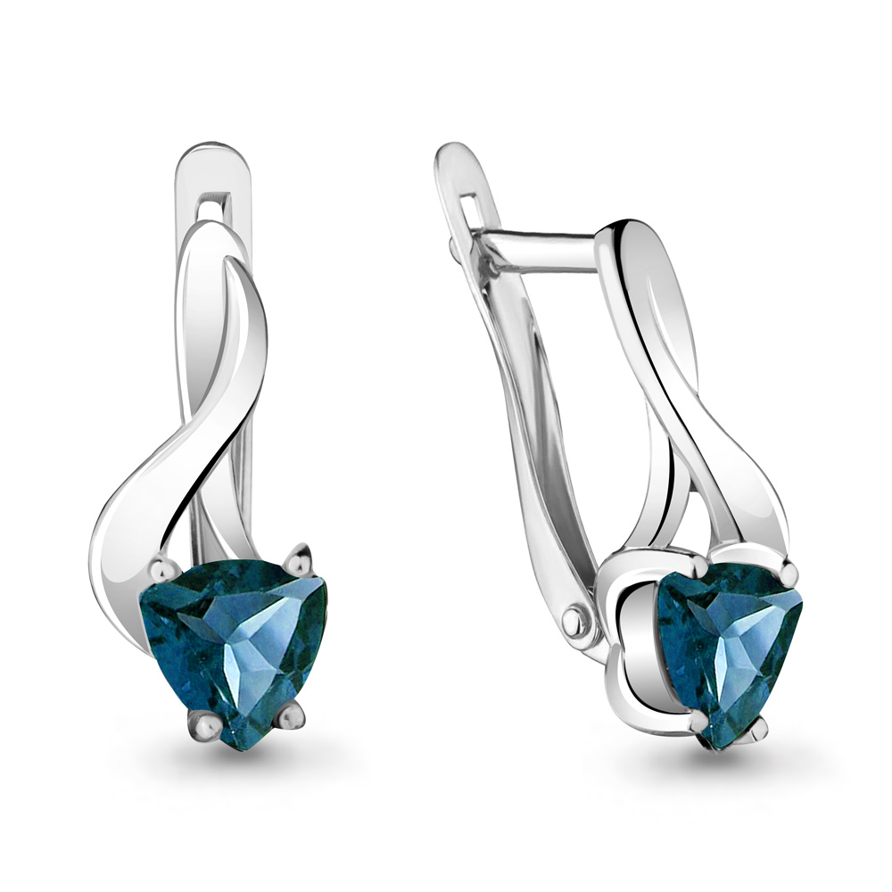 4419408 Серьги из Серебра с топазами лондон блю