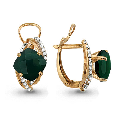 4420009А Серьги из Золота с агатами, фианитами
