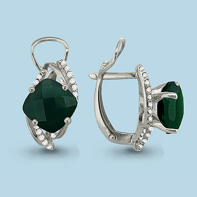 4420009А Серьги из Серебра с агатами