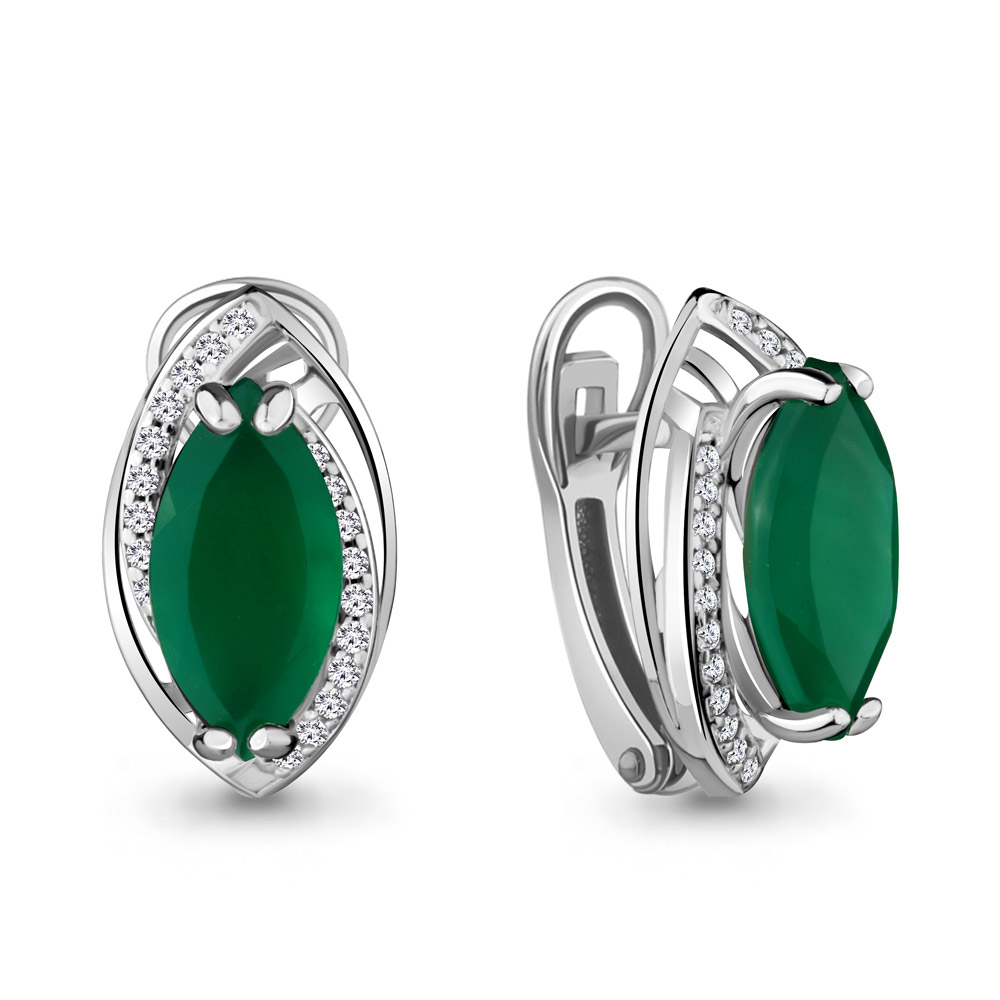 4420509А Серьги из Серебра с агатами, фианитами