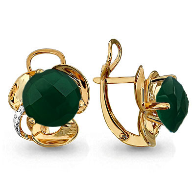 4422009А Серьги из Золота с агатами, фианитами