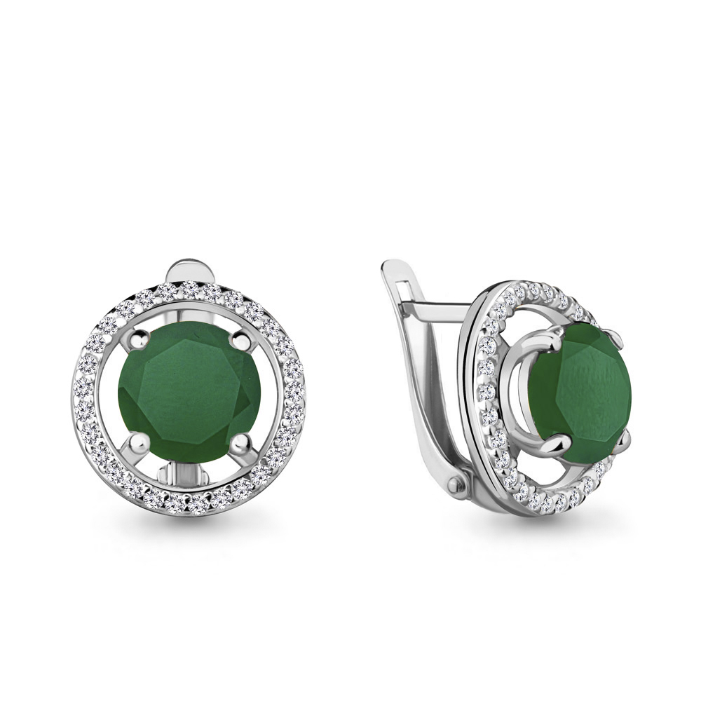 4424509А Серьги из Серебра с агатами, фианитами
