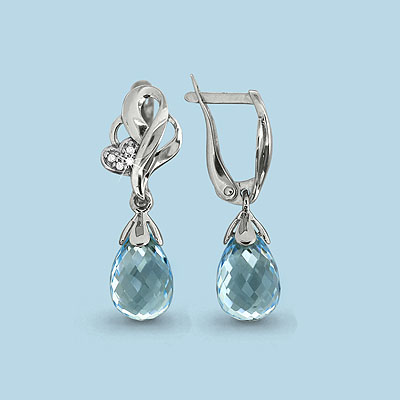 4425202 Серьги из Серебра с топазами скай блю