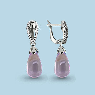 4426904А Серьги из Серебра с аметистами, фианитами