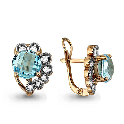 4428109А Серьги из Золота с агатами, фианитами