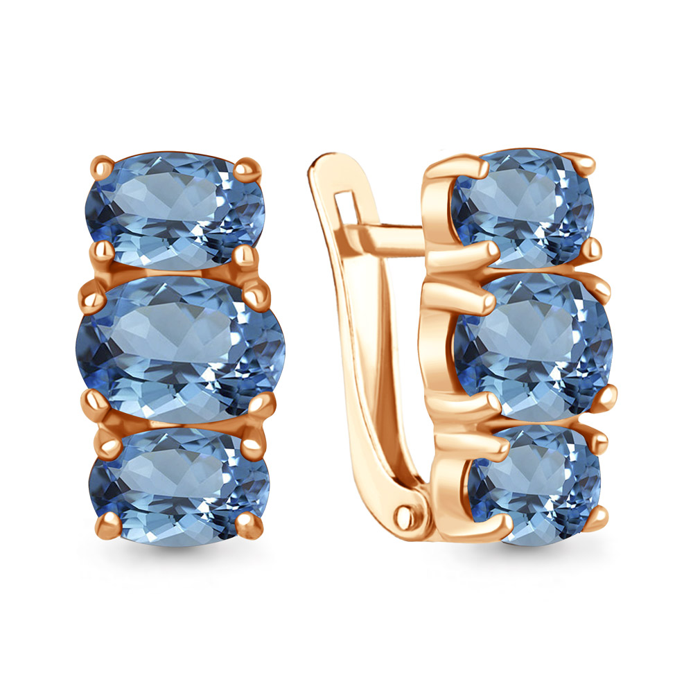 4429505 Серьги из Золота с топазами свисс блю