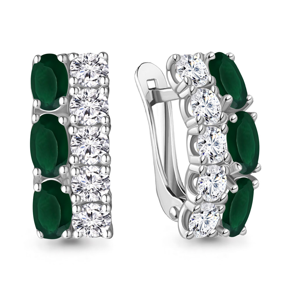 4429609А Серьги из Серебра с агатами, фианитами