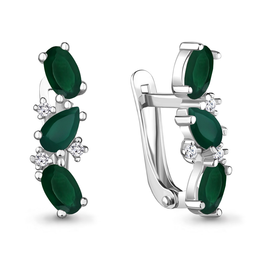 4429909А Серьги из Серебра с агатами, фианитами