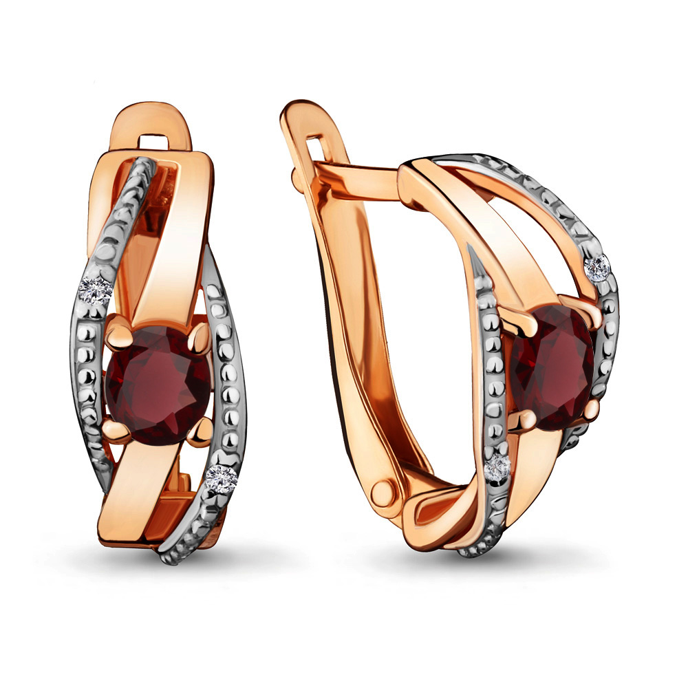 4430903 Серьги из Золота с гранатами, фианитами