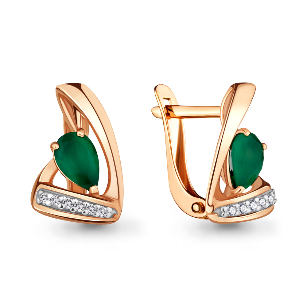 4431309А Серьги из Золота с агатами, фианитами