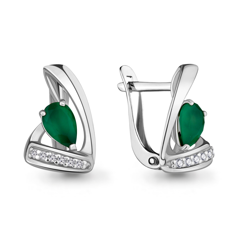 4431309А Серьги из Серебра с агатами, фианитами