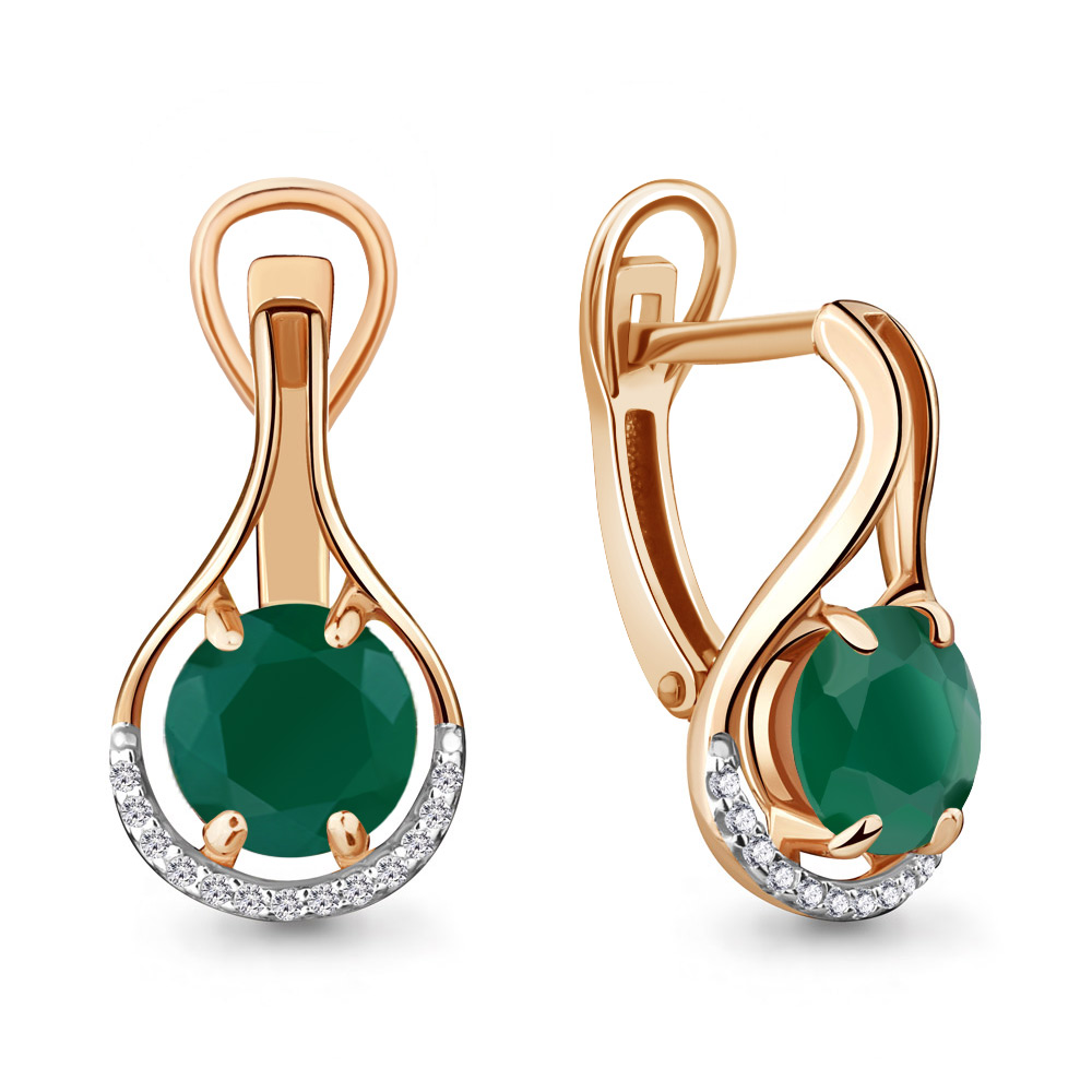 4431809А Серьги из Золота с агатами, фианитами