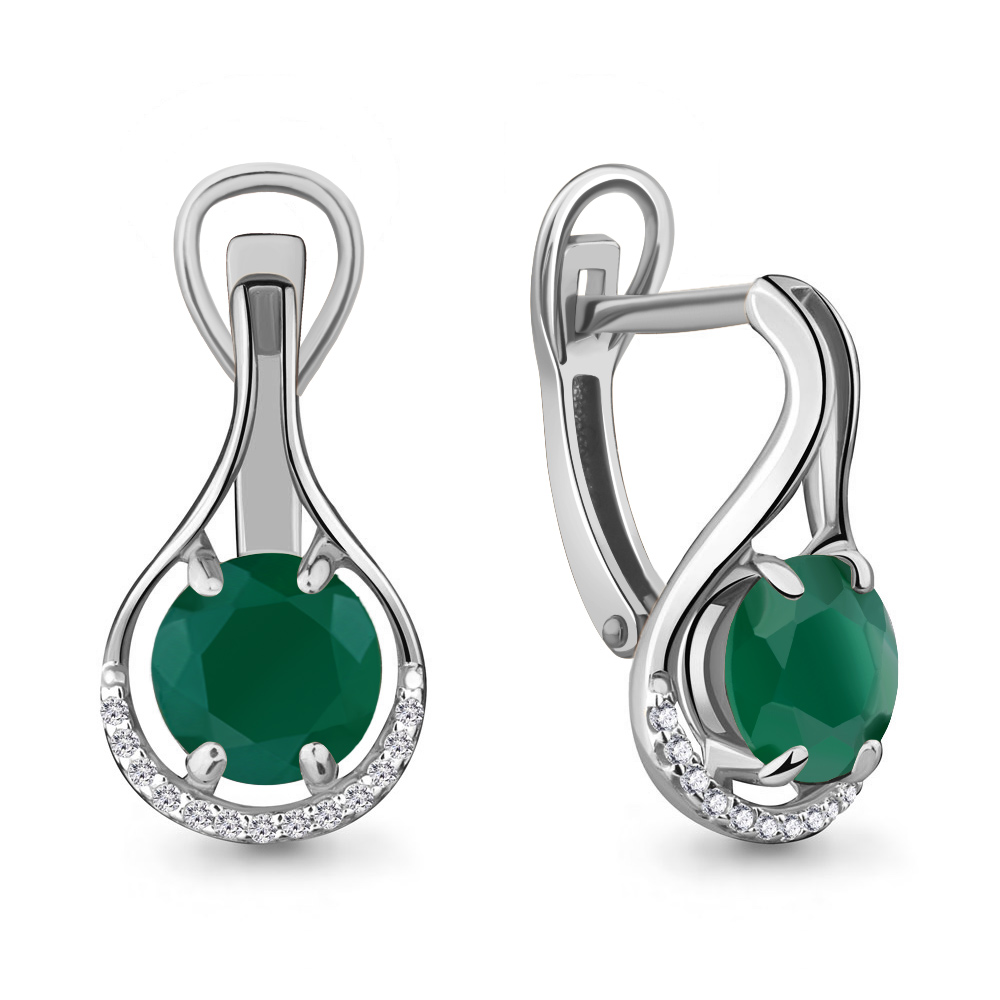 4431809А Серьги из Серебра с агатами, фианитами