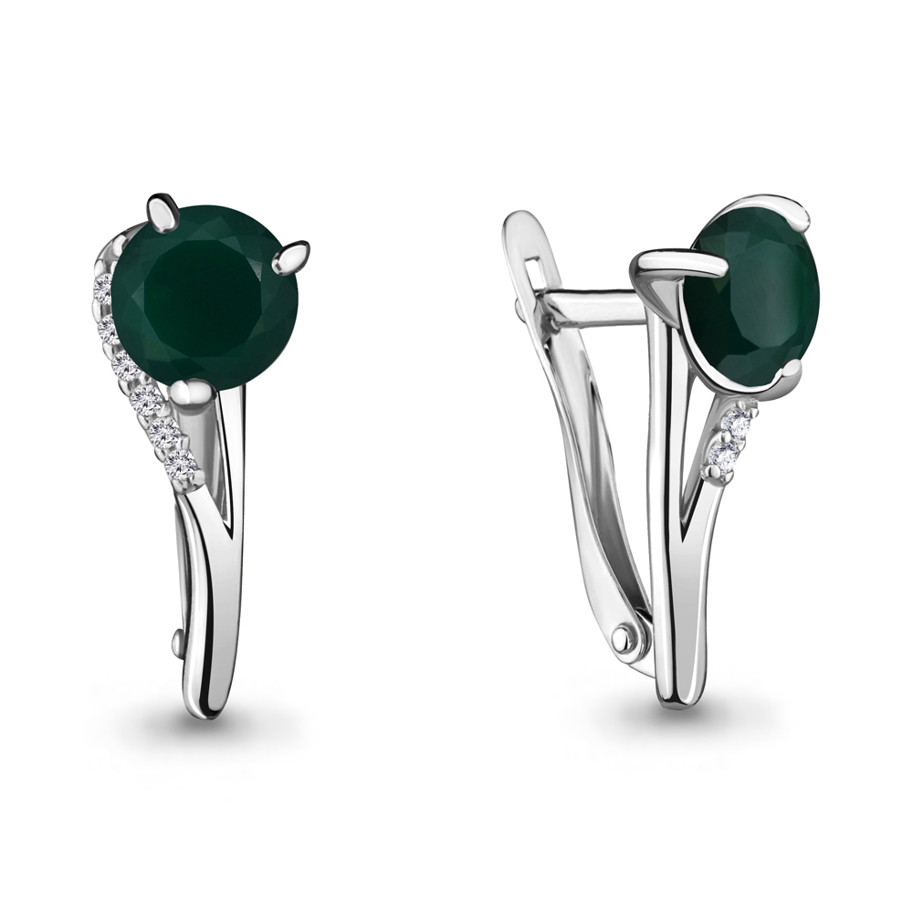 4434509А Серьги из Серебра с агатами, фианитами