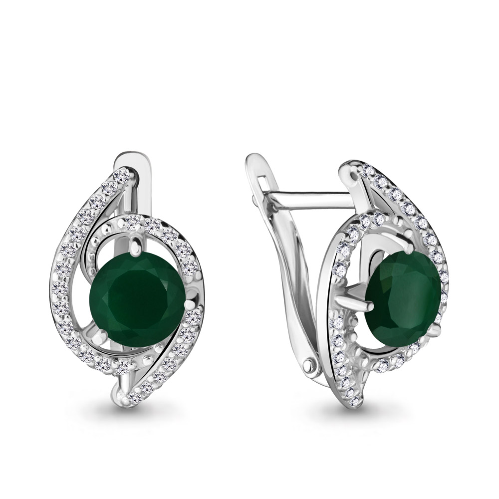 4434909А Серьги из Серебра с агатами, фианитами