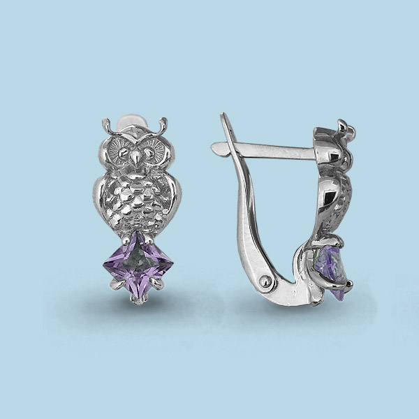 4440004 Серьги из Серебра с аметистами