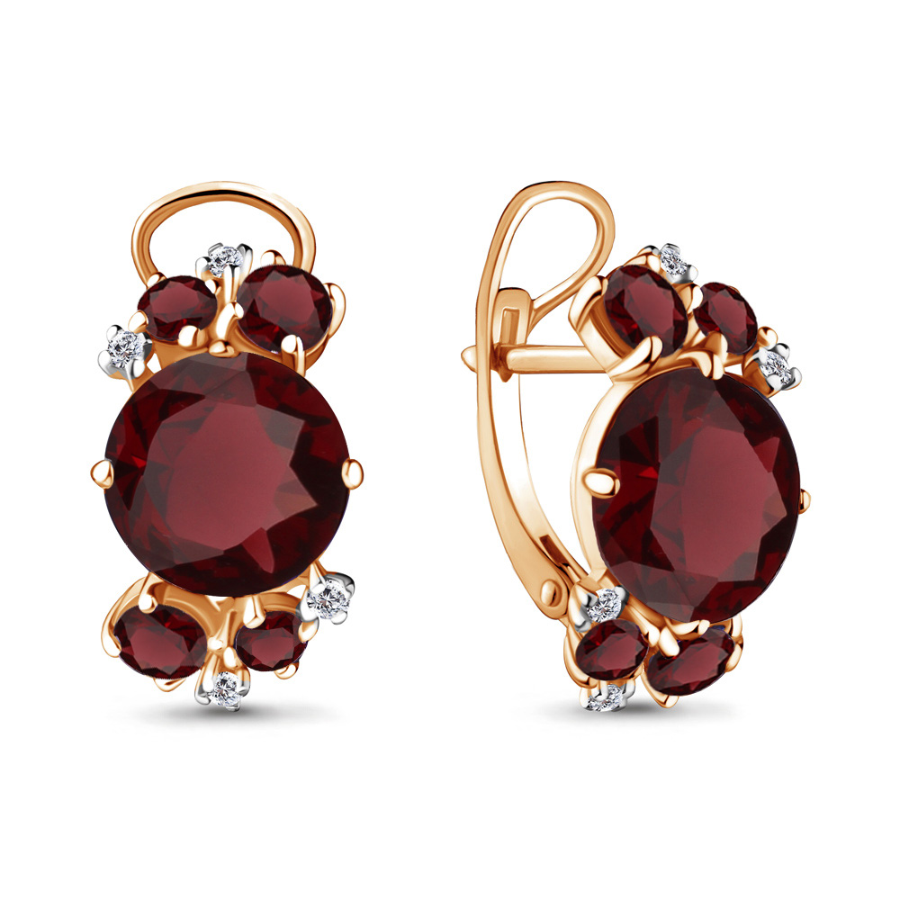 4440703 Серьги из Золота с гранатами, фианитами