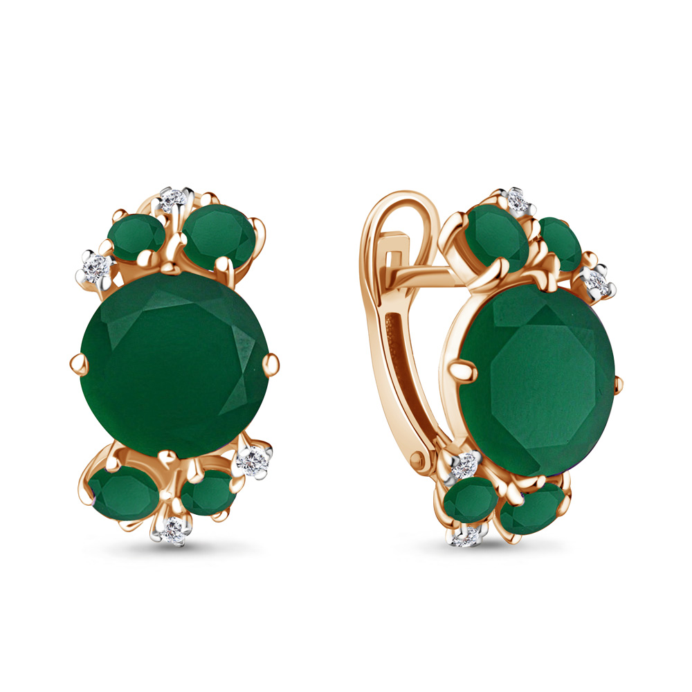 4440709А Серьги из Золота с агатами, фианитами из коллекции "Фруктовый лёд"