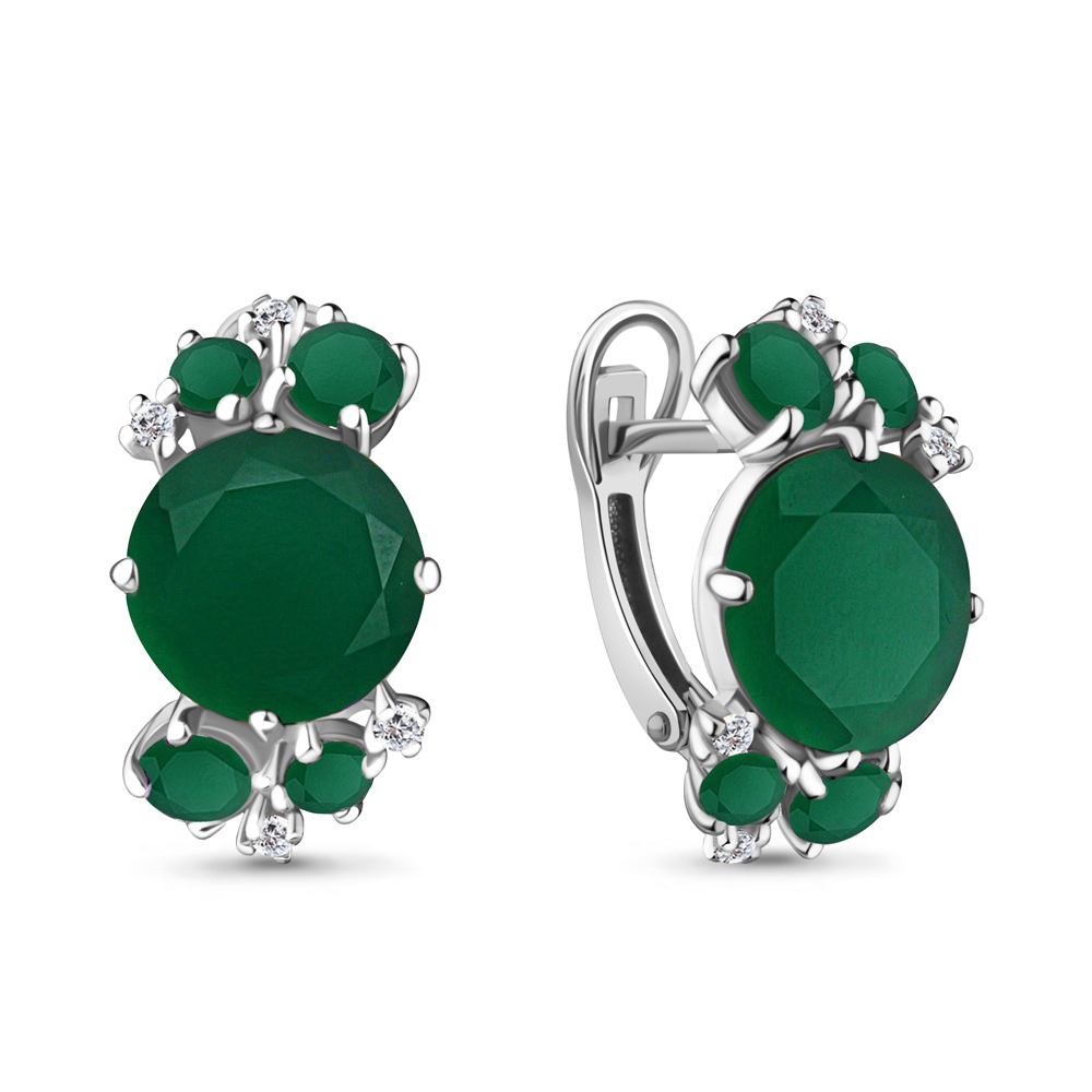 4440709А Серьги из Серебра с агатами, фианитами из коллекции "Фруктовый лёд"