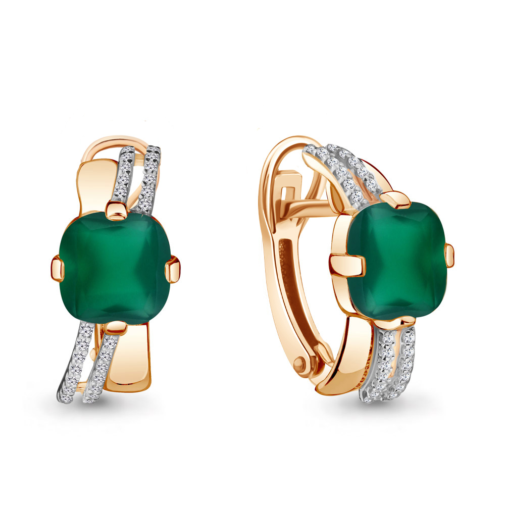 4441509А Серьги из Золота с агатами, фианитами из коллекции "Фруктовый лёд"