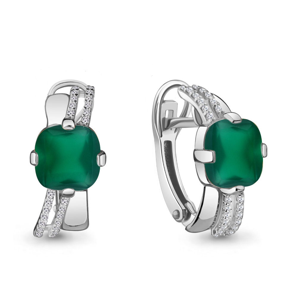 4441509А Серьги из Серебра с агатами, фианитами из коллекции "Фруктовый лёд"