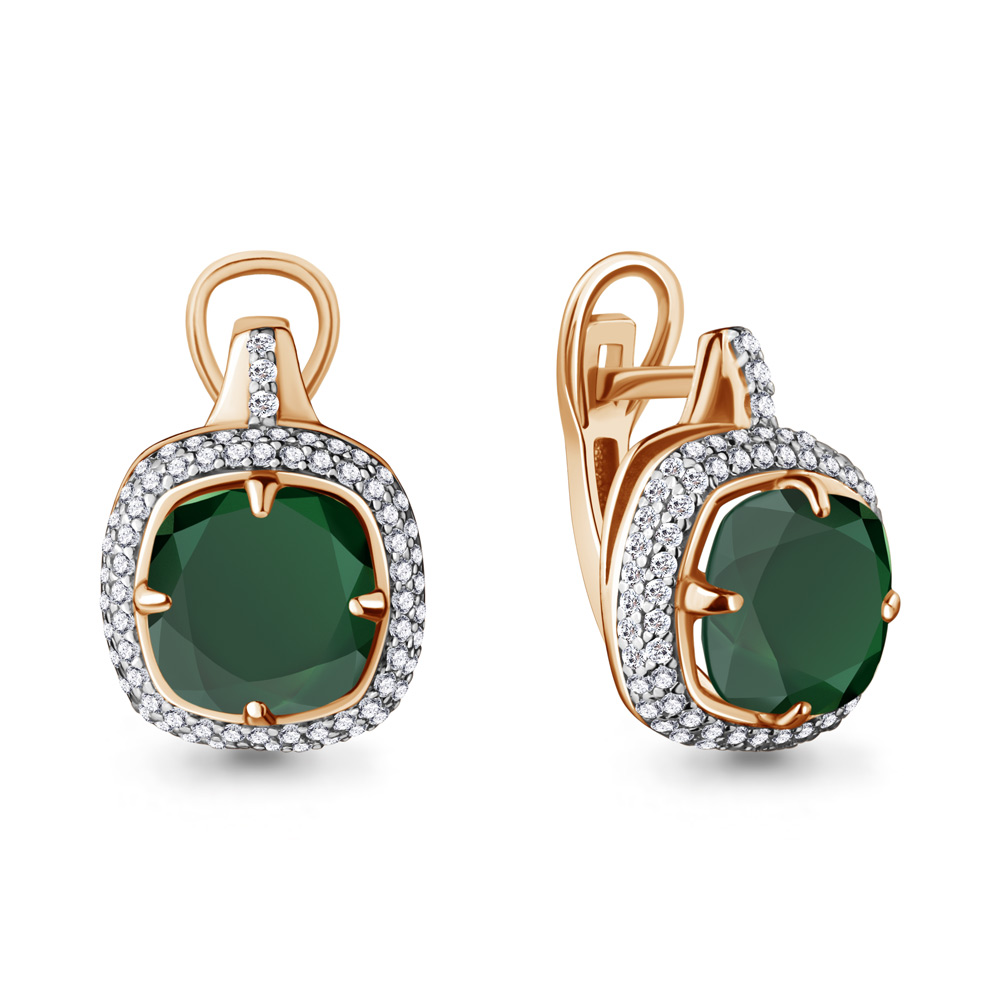 4442309А Серьги из Золота с агатами, фианитами из коллекции "Фруктовый лёд"