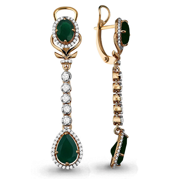 4444509А Серьги из Золота с агатами, фианитами