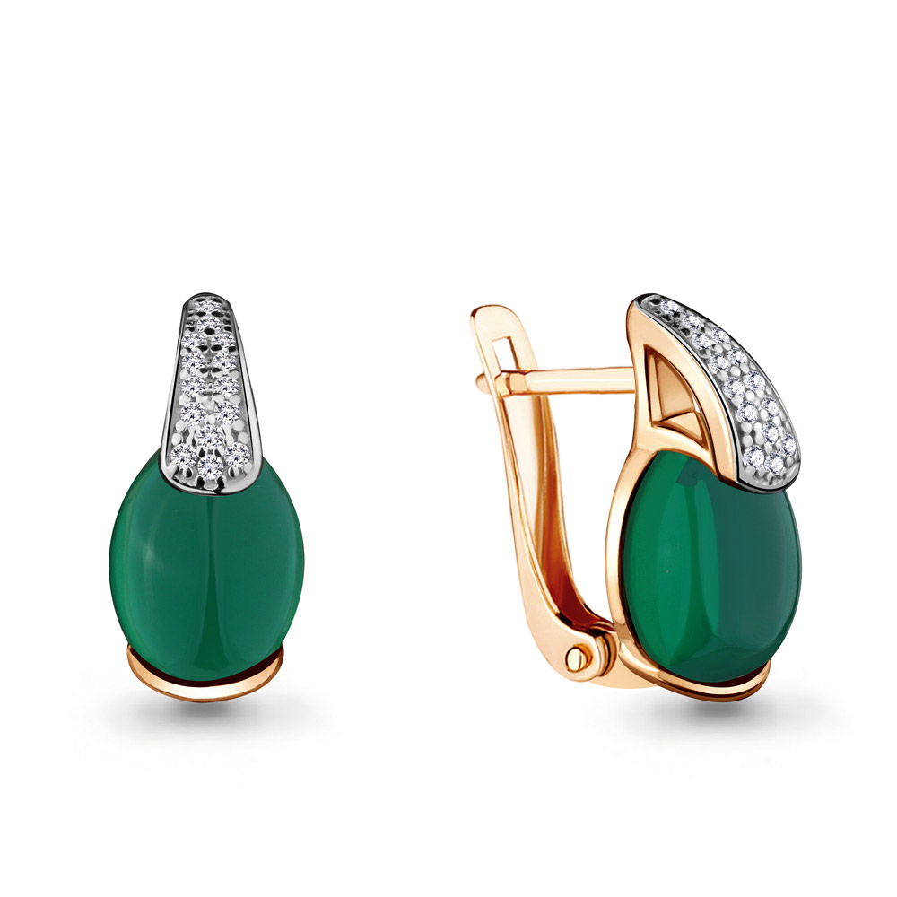 4448709А Серьги из Золота с агатами, фианитами из коллекции "Восточная сказка"