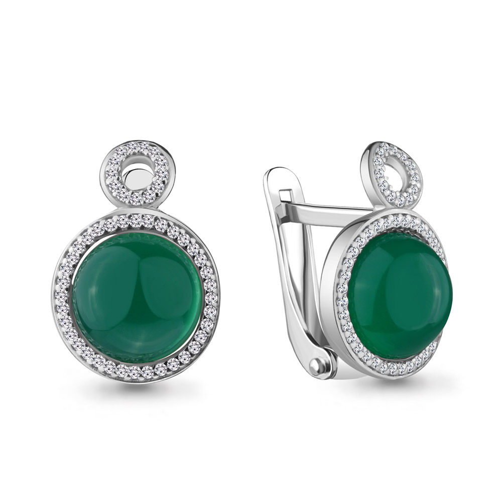 4449009А Серьги из Серебра с агатами, фианитами из коллекции "Восточная сказка"