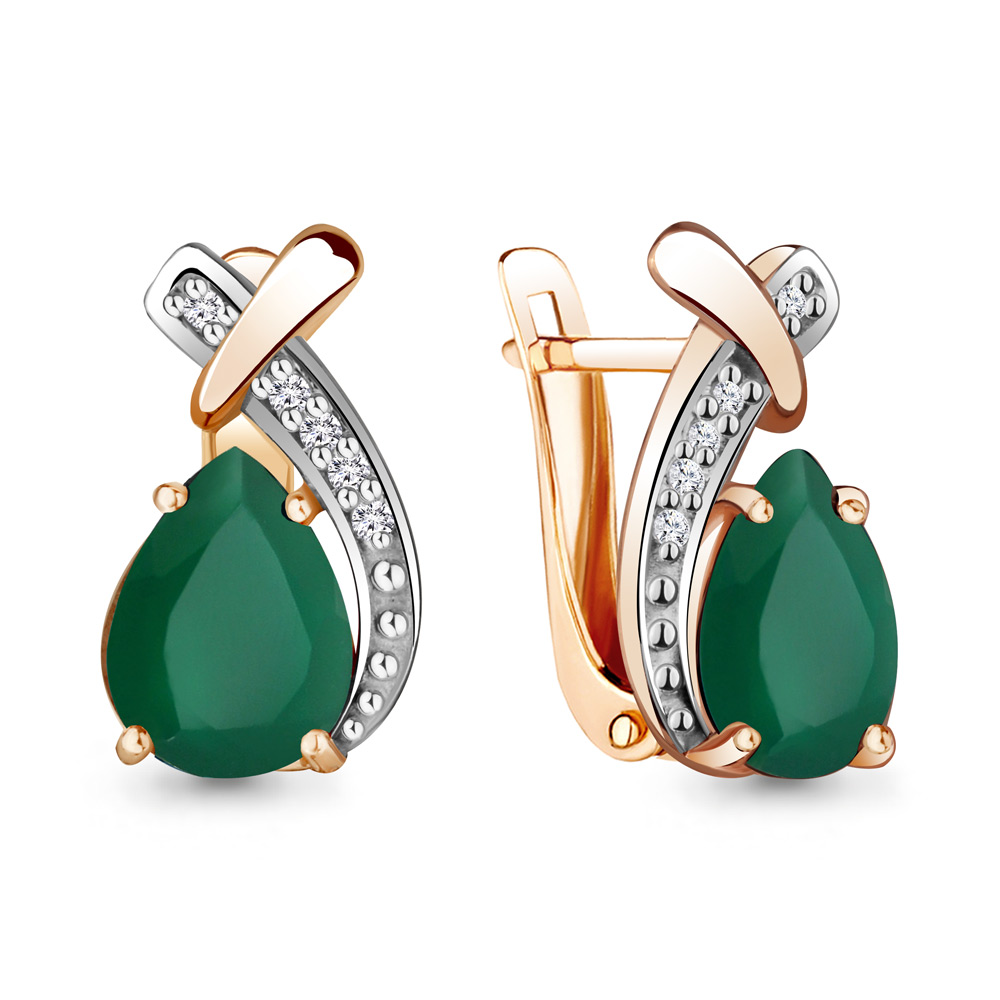 4450009 Серьги из Золота с агатами, фианитами