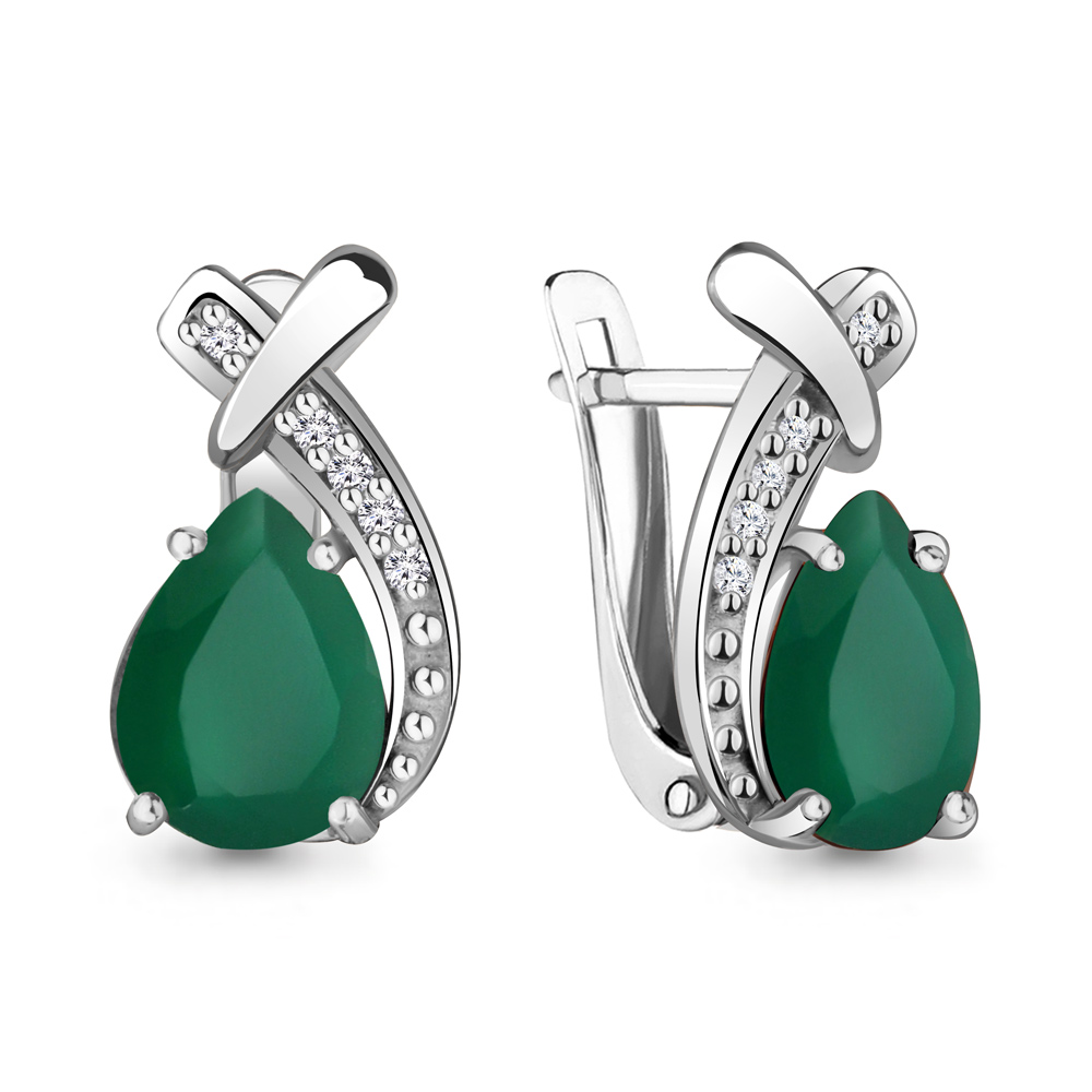 4450009 Серьги из Серебра с агатами, фианитами