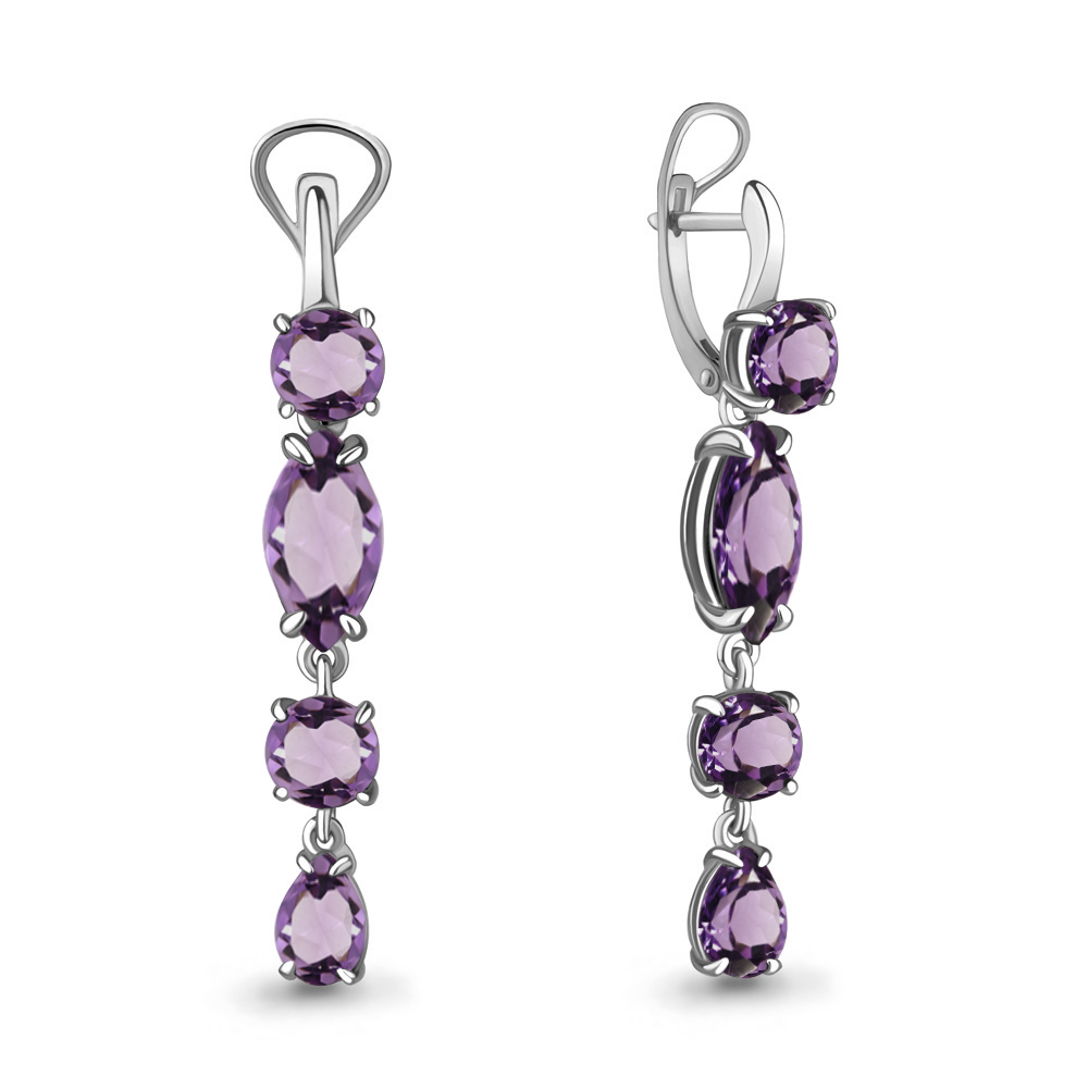 4455604 Серьги из Серебра с аметистами