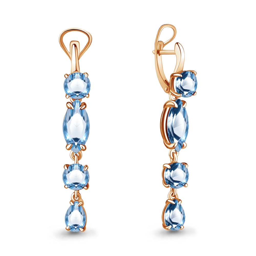4455605 Серьги из Золота с топазами свисс блю