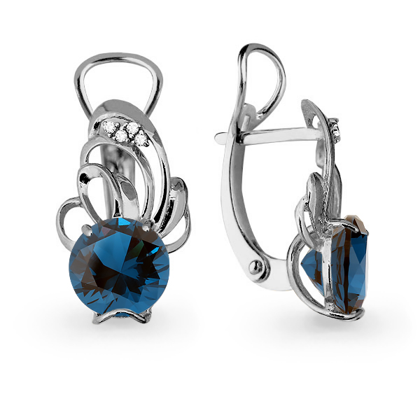 4460193А Серьги из Серебра с нанотопазами лондон, фианитами