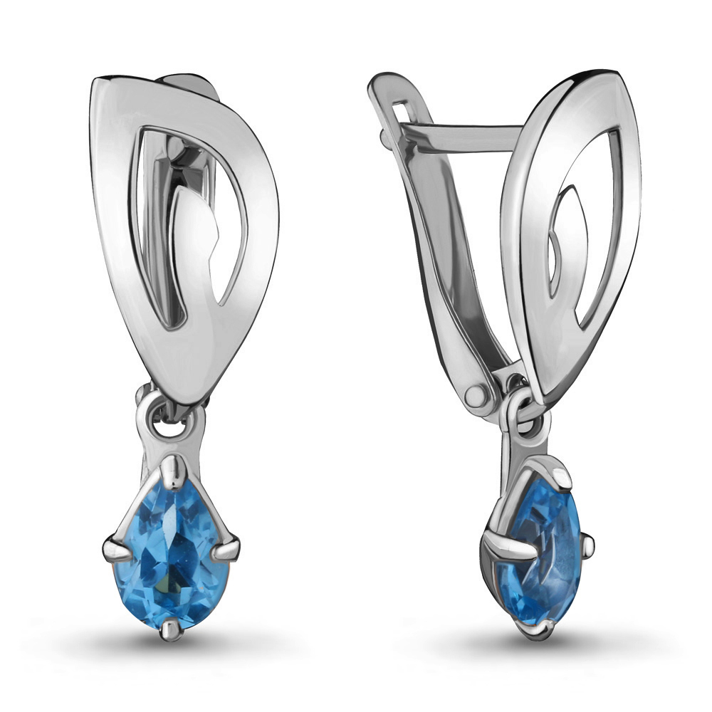 4460905 Серьги из Серебра с топазами свисс блю из коллекции "Sci-Fi"