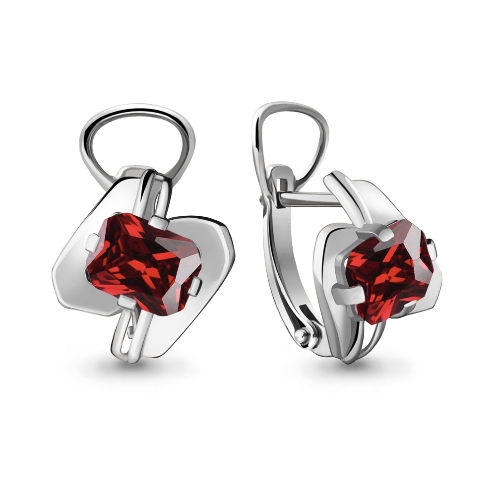 4462385 Серьги из Серебра с наногранатами из коллекции "Каприз"