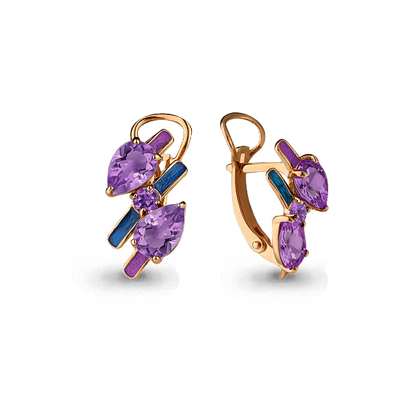 4463704 Серьги из Золота с аметистами, эмалью из коллекции "Rio"