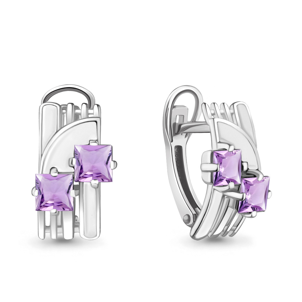 4465304 Серьги из Серебра с аметистами, эмалью из коллекции "Rio"