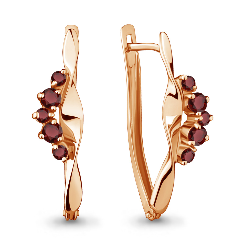 4466303 Серьги из Золота с гранатами из коллекции "Аура"