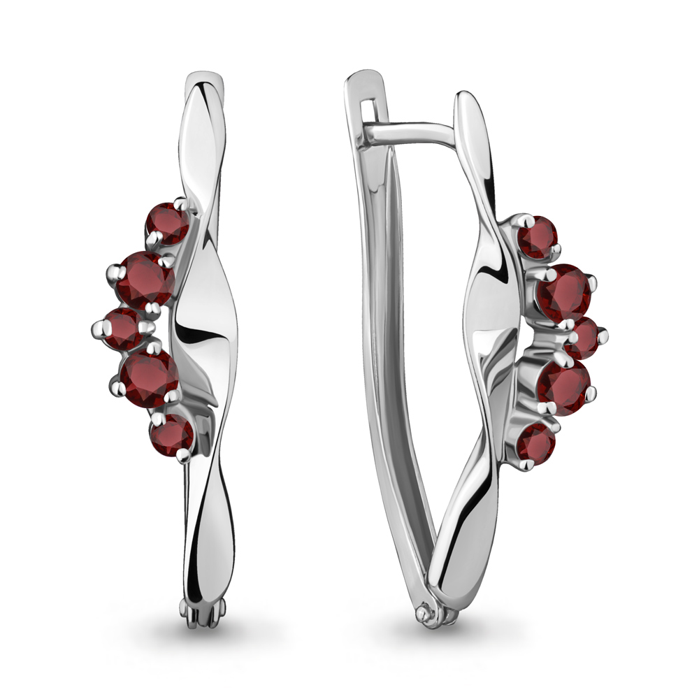 4466303 Серьги из Серебра с гранатами из коллекции "Аура"
