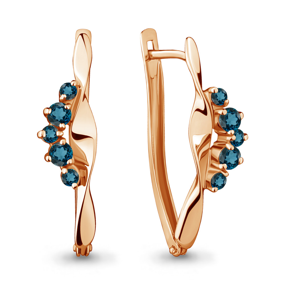 4466308 Серьги из Золота с топазами лондон блю из коллекции "Аура"