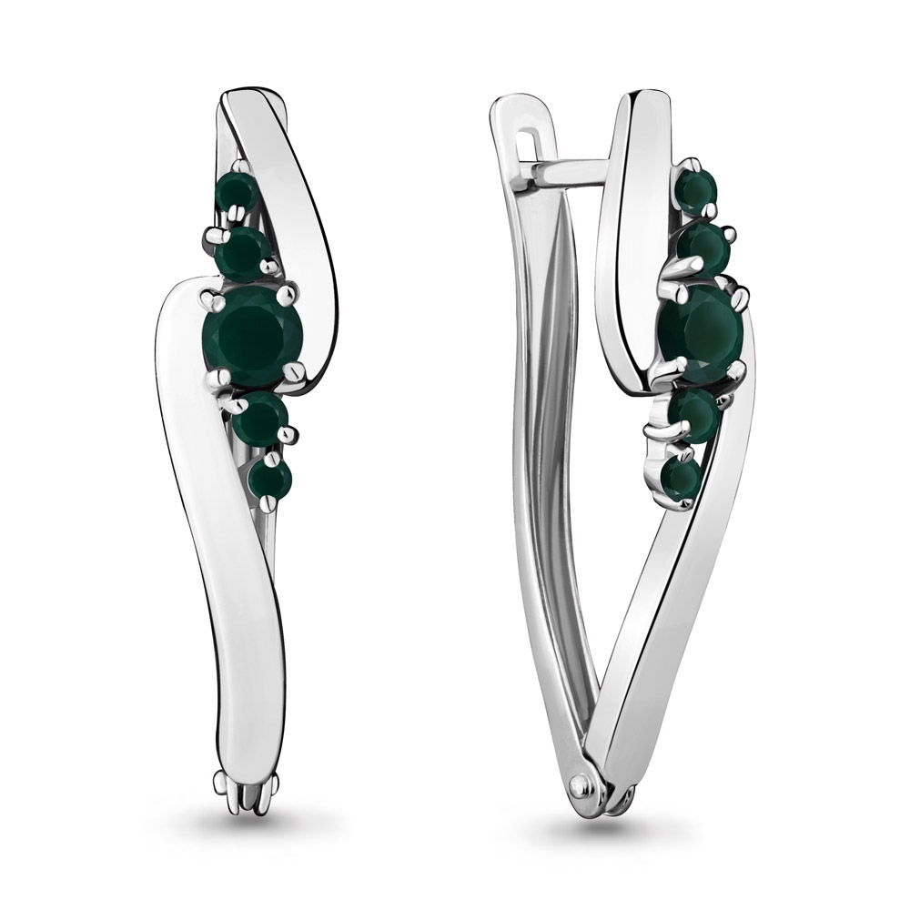 4466409 Серьги из Серебра с агатами из коллекции "Аура"