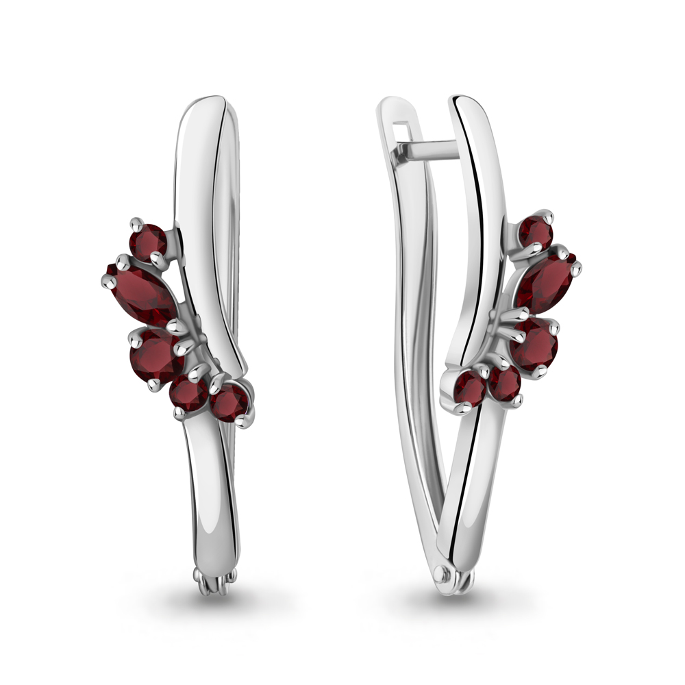 4466503 Серьги из Серебра с гранатами из коллекции "Аура"