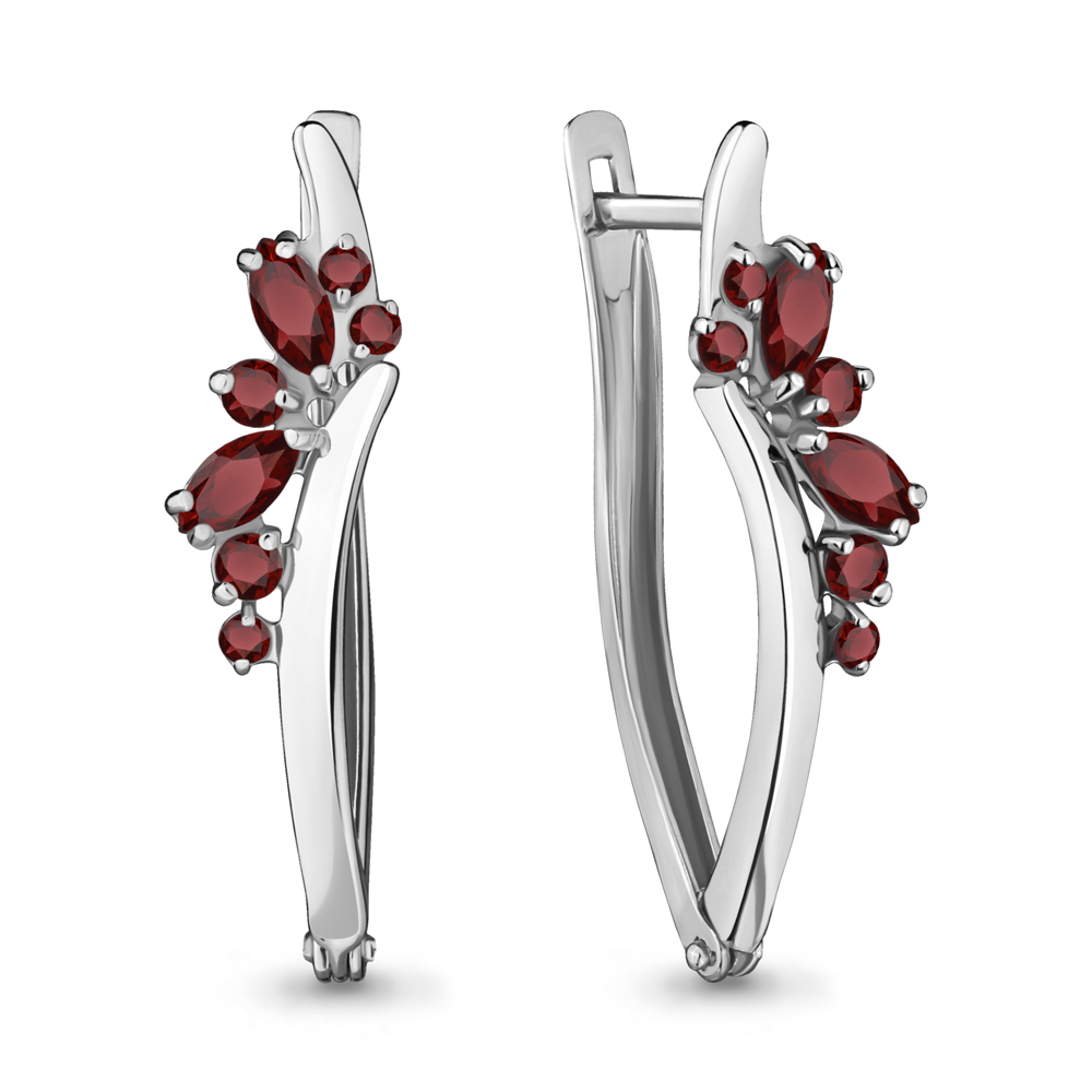 4466703 Серьги из Серебра с гранатами из коллекции "Аура"