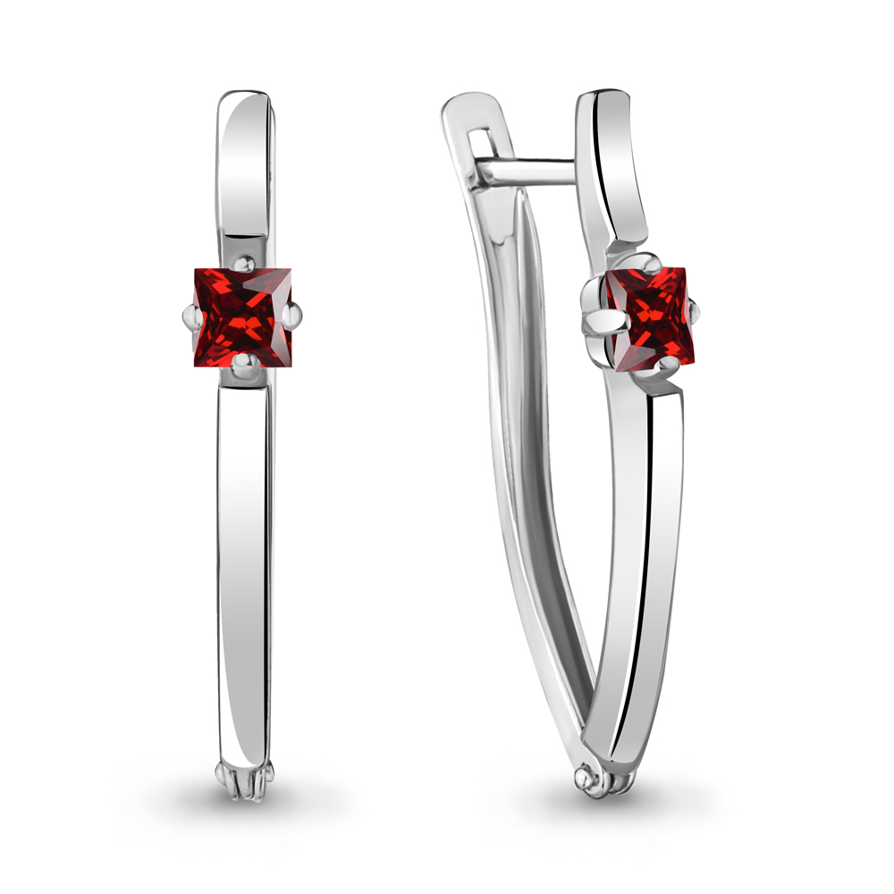 4467603 Серьги из Серебра с гранатами из коллекции "Аура"