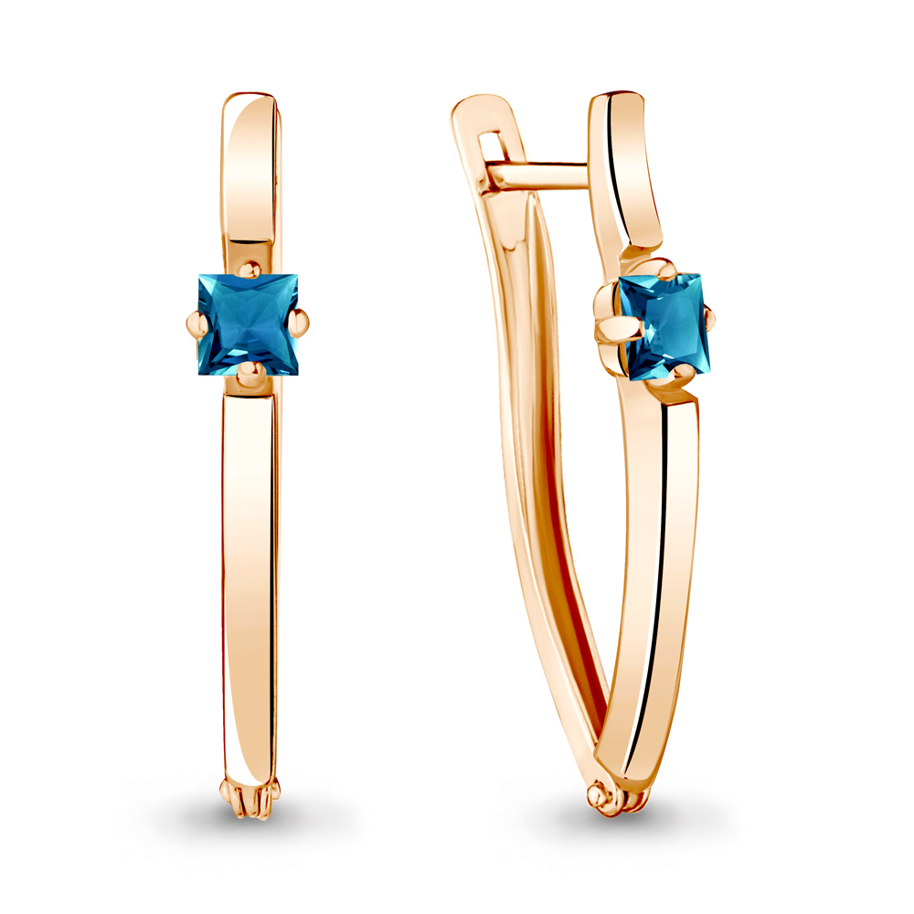 4467608 Серьги из Золота с топазами лондон блю из коллекции "Аура"