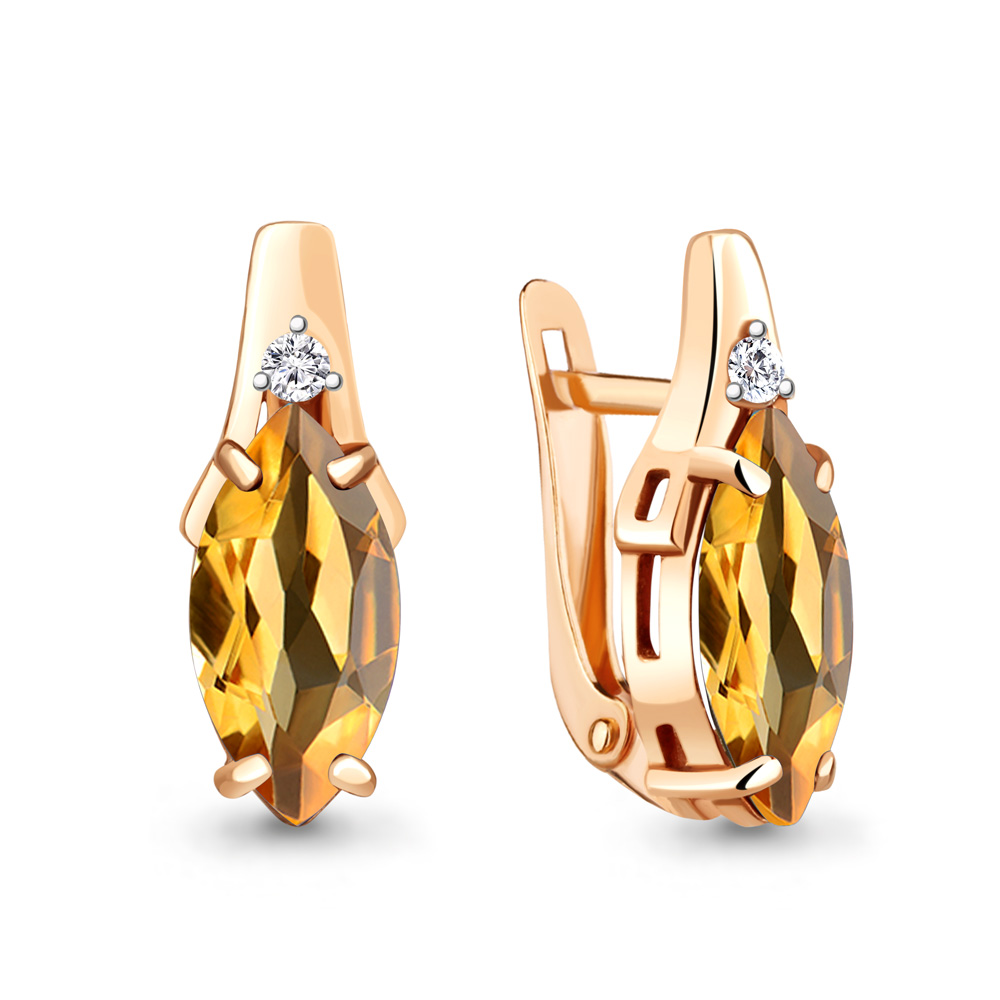 4468706 Серьги из Золота с фианитами, цитринами
