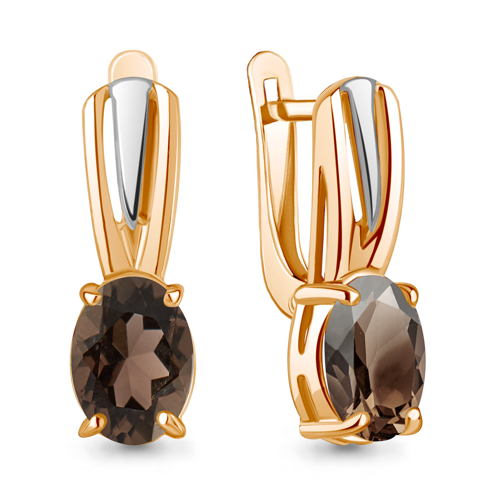4468801 Серьги из Золота с кварцами дымчатыми