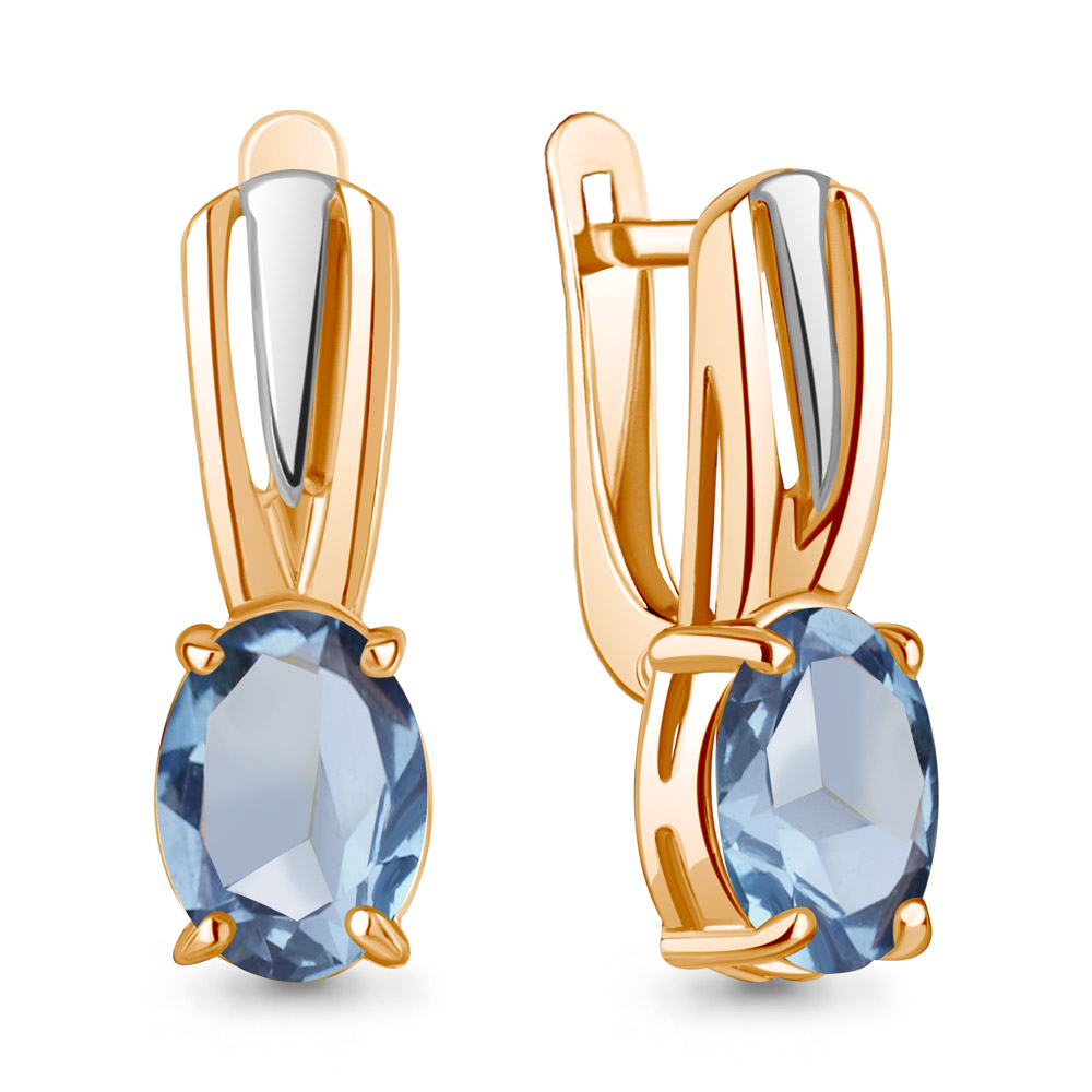 4468805 Серьги из Золота с топазами свисс блю