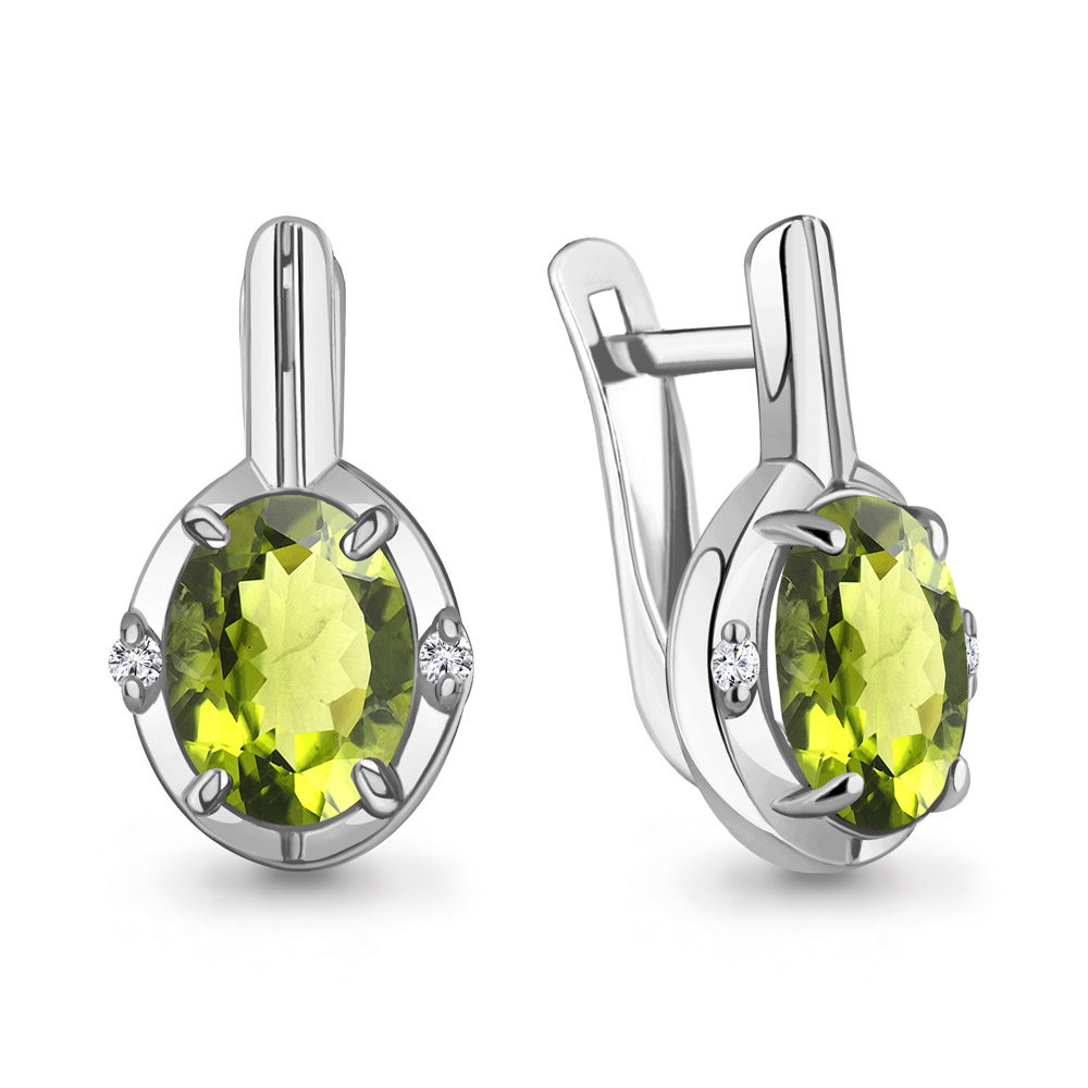 4469307 Серьги из Серебра с фианитами, хризолитами